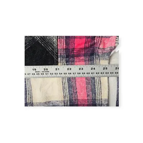 Zenana  Pink & Black Plaid Flannel Shirt Size S Button Down Oversized