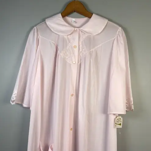 Vintage Nancy King Lingerie Nightgown‎ Size M Pink Nylon satin Lace Sleepwear Size M