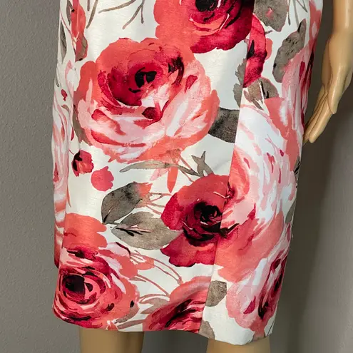 Alex Marie Pink and White Floral MIDI Sheath Dress Size 12