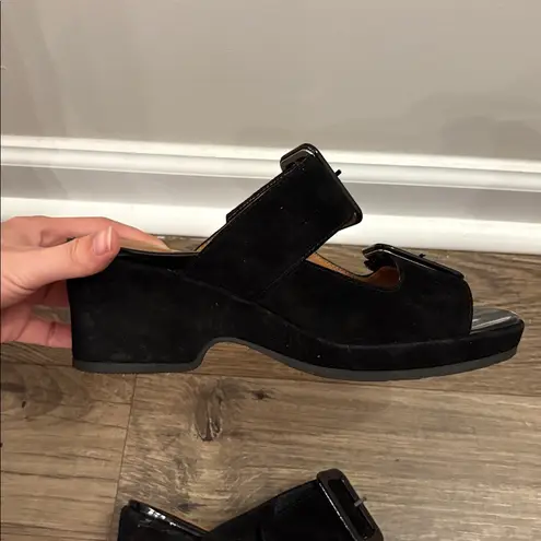 L'Amour Des Pieds Maulia Block Heel Slide Sandal LDP Black Size 7.5