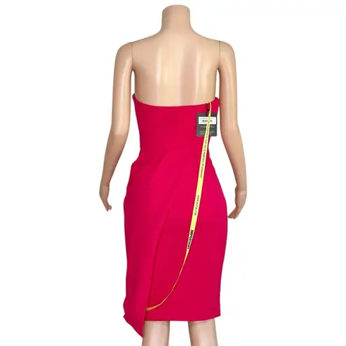 ALIEVA ALIAVA Eliana Crepe Corset Midi Dress, Fuchsia, Small Pink