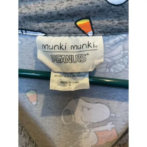 Munki Munki  Peanuts Snoopy Button Up Shirt Pajama Top Gray Women's Size Medium