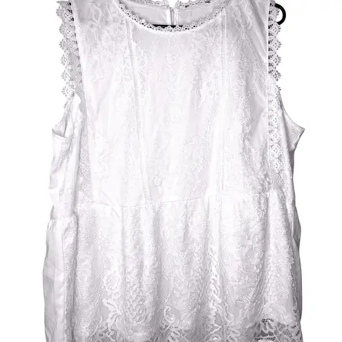 White Lace Sleeveless Blouse Top