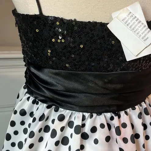 Blondie Nites Esther Ramirez Black Sequin Ruffle Lining White Polka Dot Womens 7