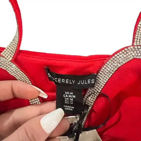 NWT Sincerely‎ Jules Red Crop Top Bedazzled Size Medium