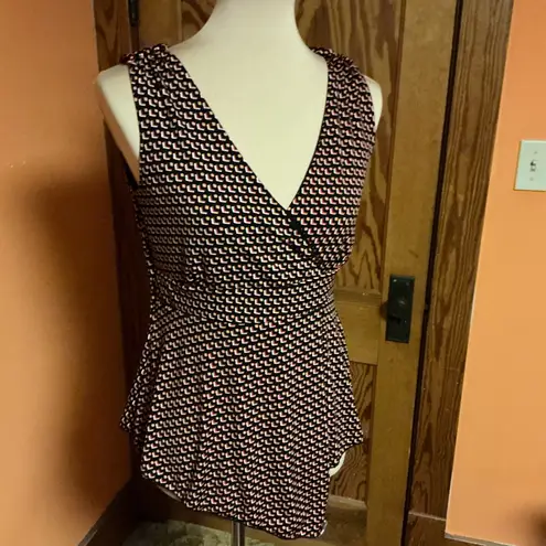 Vtg Y2K geometric plunging sexy tank top