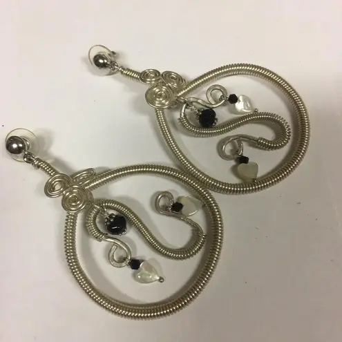 Costume Earrings Pierced Large Silver Tone Dangle
