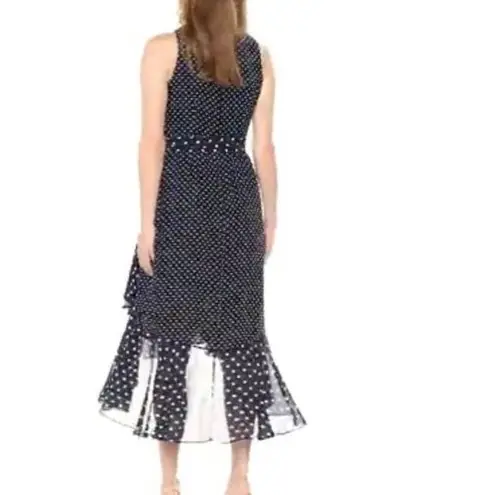 Eliza J NEW Women's Polka Dot Faux Wrap Midi Dress Sleeveless Size 2P Pe…