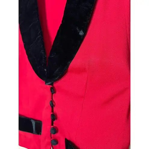Scarlett Vest Womens Size Black Red Vintage Velvet Button Front Sleeveless Retro