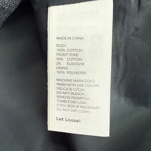 Kate Spade Saturday Dress Panel Embroidery V Neck Sleeveless Blue Cotton Size S