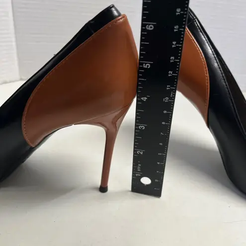 SEVEN BIG TREE Black Brown Color Block Pointed Toe Stiletto Heels Size 40 US 9.5