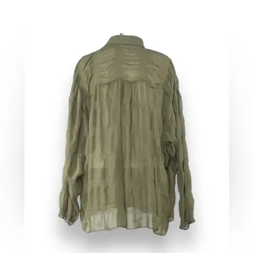 Missguided Mossy green CottageCore whimsy goth drapey super oversized blouse