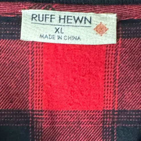 Ruff Hewn Red Buffalo Plaid Bomber Jacket Tribal Trim XL