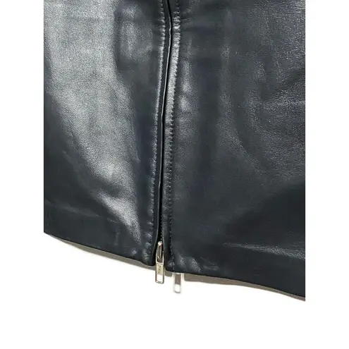 Cache  Pencil Skirt Black Real Leather Full Zipper Front Pockets Womens 10