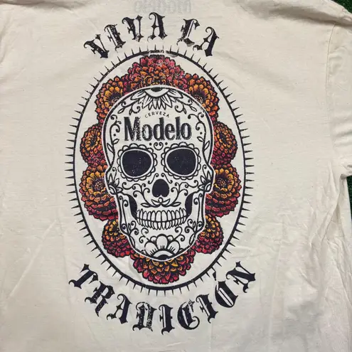 Modelo Viva La Tradición Calavera beige T-shirt size 2X