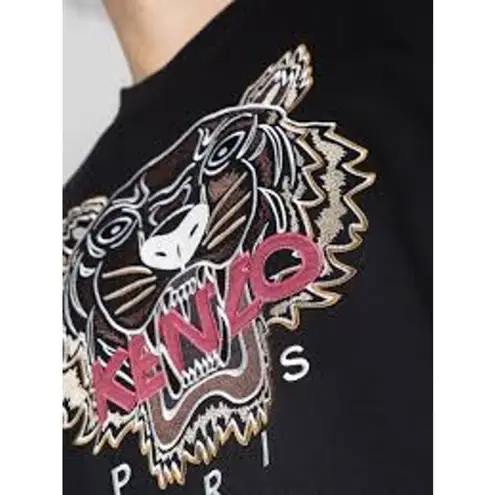 NWT Kenzo Paris Varsity Pullover Sweatshirt Size Medium Embroidered Tiger $395 Black