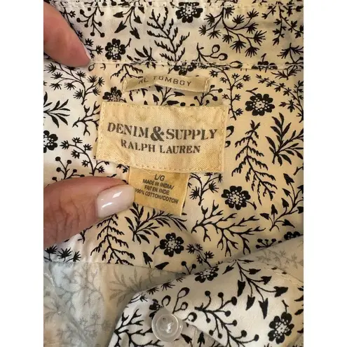 Denim & Supply Ralph Lauren Women's Floral Black Button-Up Shirt L NEW w/ Tags