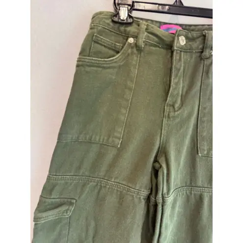 Edikted Cargo Pants Green Wide Leg Utility Pockets High Rise Y2K Streetwear Sz S