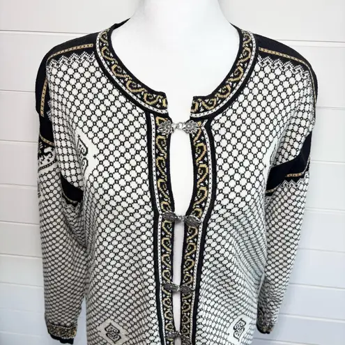 SKJAEVELAND of Norway fair isle ski cardigan sweater Size S Black