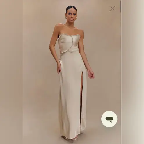 Meshki NWT Satin Maxi Dress With Ruched Petals