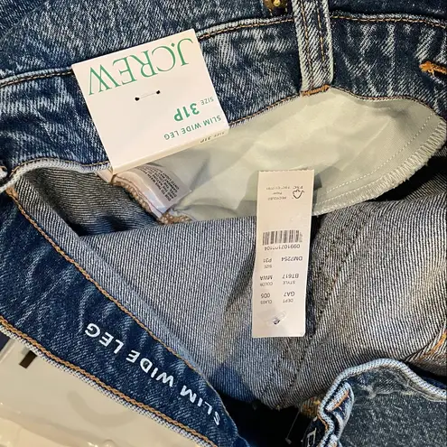 J.CREW SLIM WIDE LEG MEDIUM WASH NON DISTRESSED RAW HEM DENIM JEAN SIZE 31 P nwt Blue