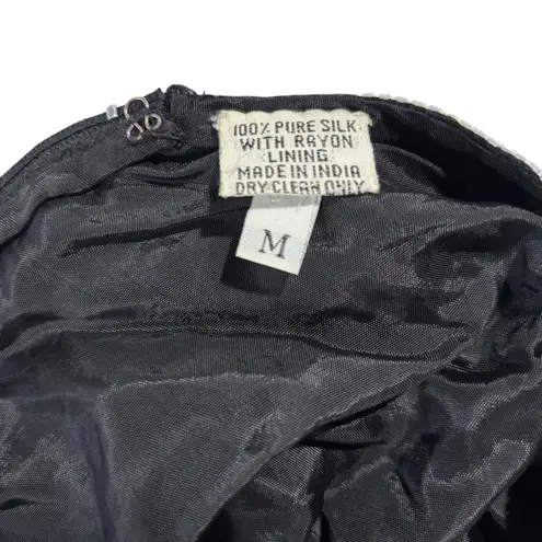 Vintage Beaded Dress Black Silk Party Cocktail Dress Open Back M Size M