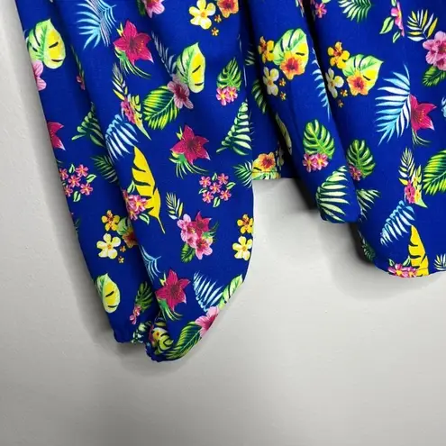 Romeo + Juliet Couture Women's Floral Print Blue Off The Shoulder Top M