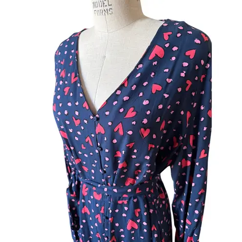 SugarHill Brighton Glenda Midi Dress in Navy, Heart Print Size 14 Blue