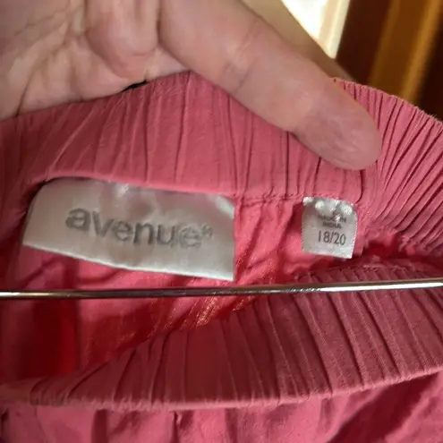 Avenue 100% Cotton Pink Strawberry Flowing Crinkled Maxi Skirt Size 2X 18/20