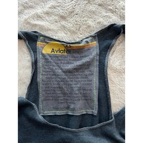 Aviator Nation XS Womens Racerback Tank Top W/Yellow Smiley Face & Embroidered L