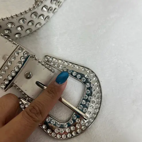 BKE Western White Glitz Rhinestone Belt XL NEW