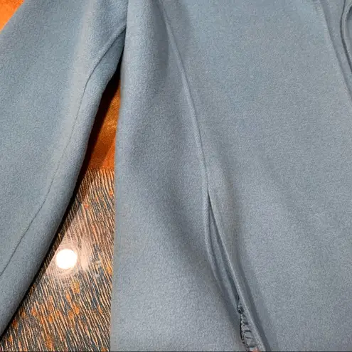 carole little Vintage Wool Open Front Blue Wide Cuff Jacket