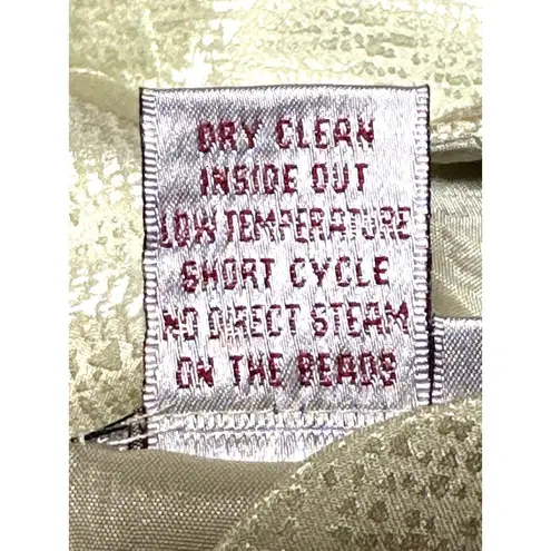 Papell Petites Vintage 90s 8P Sage Green Silk Beaded Skirt Suit Mother Bride