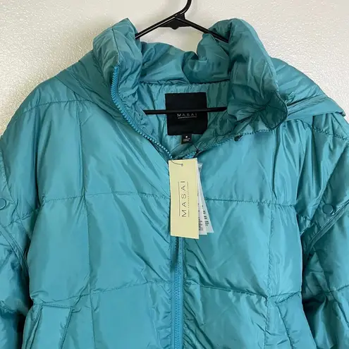 Masai Copenhagen Down Puffer Coat Small Womens Teal Full Zip Outdoors Tabiha NWT Green