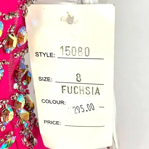 Envious Couture Prom One Shoulder Jeweled Fuchsia Pink Gown Size 8 Dress Pageant
