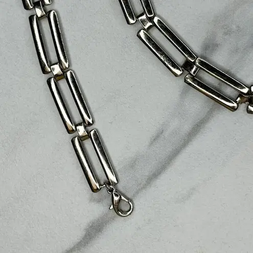 The Bar Skinny Silver Tone Metal Chain Link Belt Size Large L XL