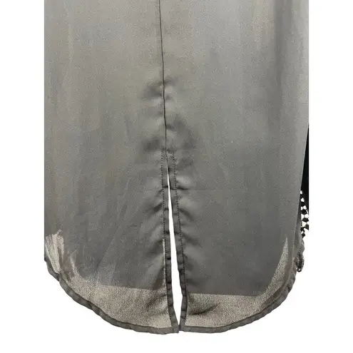 Haute society Black Sheer Pullover High Low Crochet Tassled Sleeves Top XL