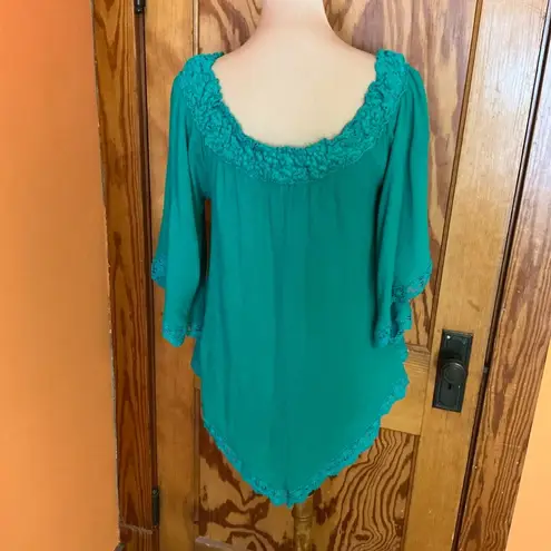 Zanzea bright green hippie chic bell sleeve blouse