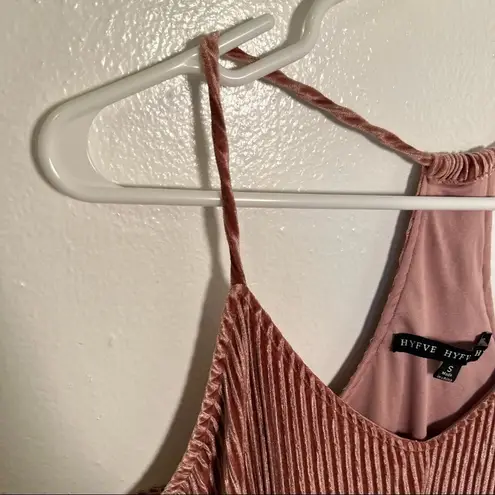 HYFVE  Cecilia Crushed Velvet Pleated Shift Dress Pink