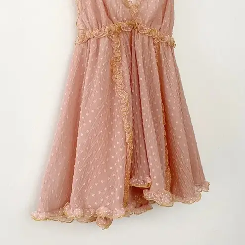 CHIO / Revolve Short Polka Dot Frill Dress in Blush NWOT Size S Retail $394
