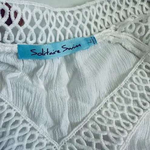 Solitaire Swim White Bohemian Cold Shoulder Swim Cover Up/Tunic Size L