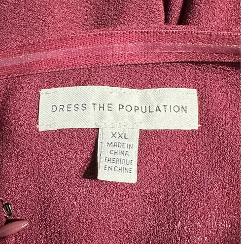 Dress the Population Filippa Jumpsuit Plus Sz XXL Burgundy One Shoulder Wide Leg