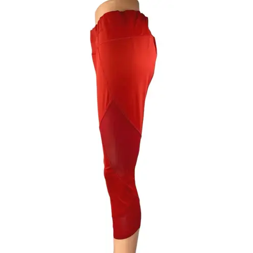 Athleta Aura Sonar Red Mid Rise Skinny Activewear Crop Tight Leggings Pants Sz L Size L