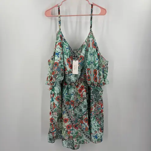 City Chic Romper Size 18 NWT Cold Shoulder Tropical Resort Summer Plus Curvy