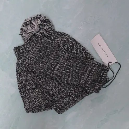 Rebecca Minkoff  Marled Beanie & Arm Warmer Set In Black - NWT