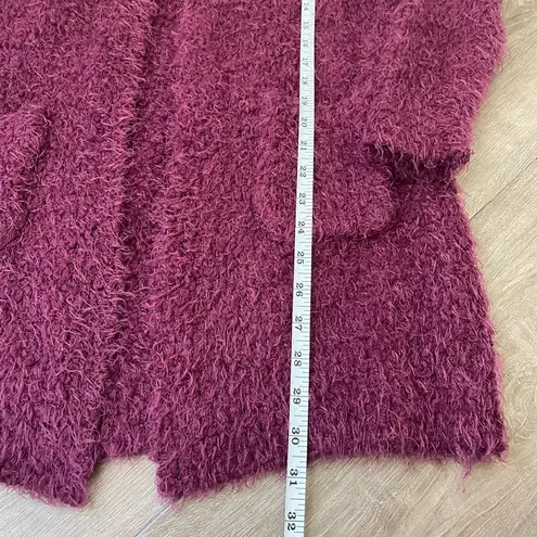 Love Tree  Burgundy Fuzzy Open Front Long Length Cardigan ~ Women’s Size S