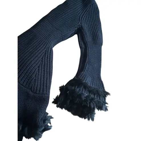 K Jordan Statement Luxe Fur trim Women's Fancy Dress Cardigan Witchy Goth SZ M Black Size M