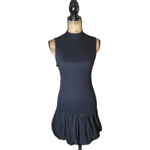 ZARA NWT  Backless Open Back High Neck BodyCon Ribbed Bubble Mini LBD Dress M