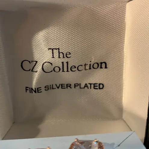 Earrings fine silver plated cubic zirconia in faux rose gold