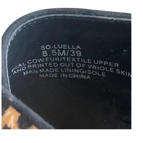 Sole Society Luella Genuine Calf Hair Cheetah Print Strappy Heeled Mule Size 8.5